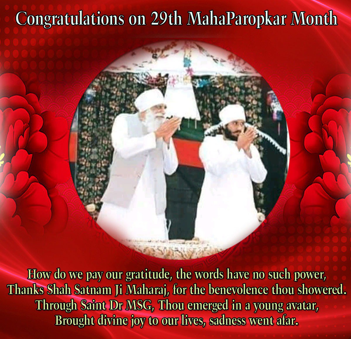 Spirited_Kajal's tweet photo. Congratulations to all on the pious beginning of GuruGaddi Month Of St MSG💐💐
#AUniqueSuccession
23rd Septem 1990 was the day whem this pious event happened & brought happiness to the lives of millions.
Many congratulations to all!!👏👏👏😇 https://t.co/kjaTvwEX2z