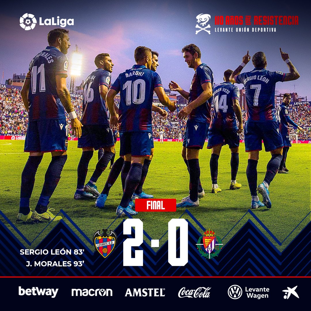LevanteUD's tweet photo. FINAAAAAAAAAAAAAAAL |

#LevanteUD 2-0 @realvalladolid 

#LevanteRealValladolid #110AñosDeResistencia 🔵🔴 https://t.co/ON9m8PE9GA