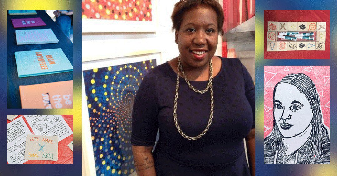 sjmusart's tweet photo. SEP 6: @analogresearchlab hosts an art-making pop up with Oakland-based artist Dawline-Jane Oni-Eseleh at #FacebookFirstFridays! Customize your own pencil pouches with custom stamps with live poster screen printing, button making, and a mini poster giveaway!  ✏️🏫 https://t.co/jNgHiriH9j