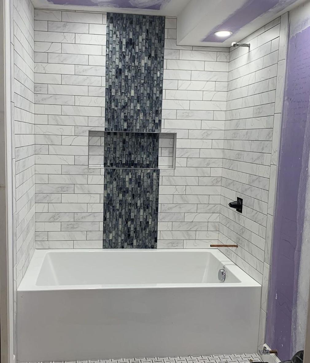 cccraftsman's tweet photo. (2) Tiling work at its best! Just one of many projects we've been working on lately. #828isgreat #AVL #remodeling https://t.co/vnslz9Sm14
