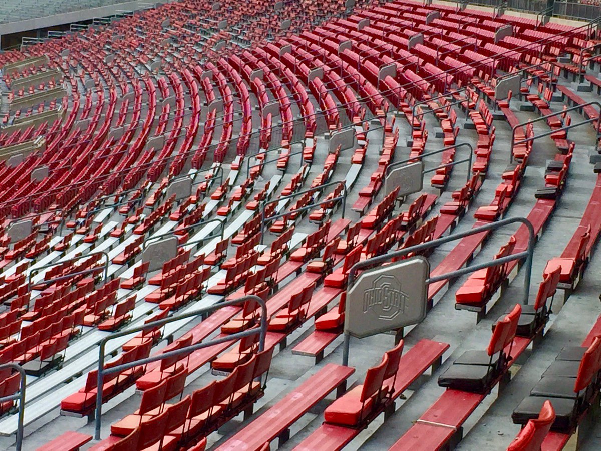 OhioStateIT's tweet photo. Wondering where we put 1800 access points in the stadium? They are hidden in plain sight - in hand rails and gate number signs! https://t.co/gGn3BppgBe
