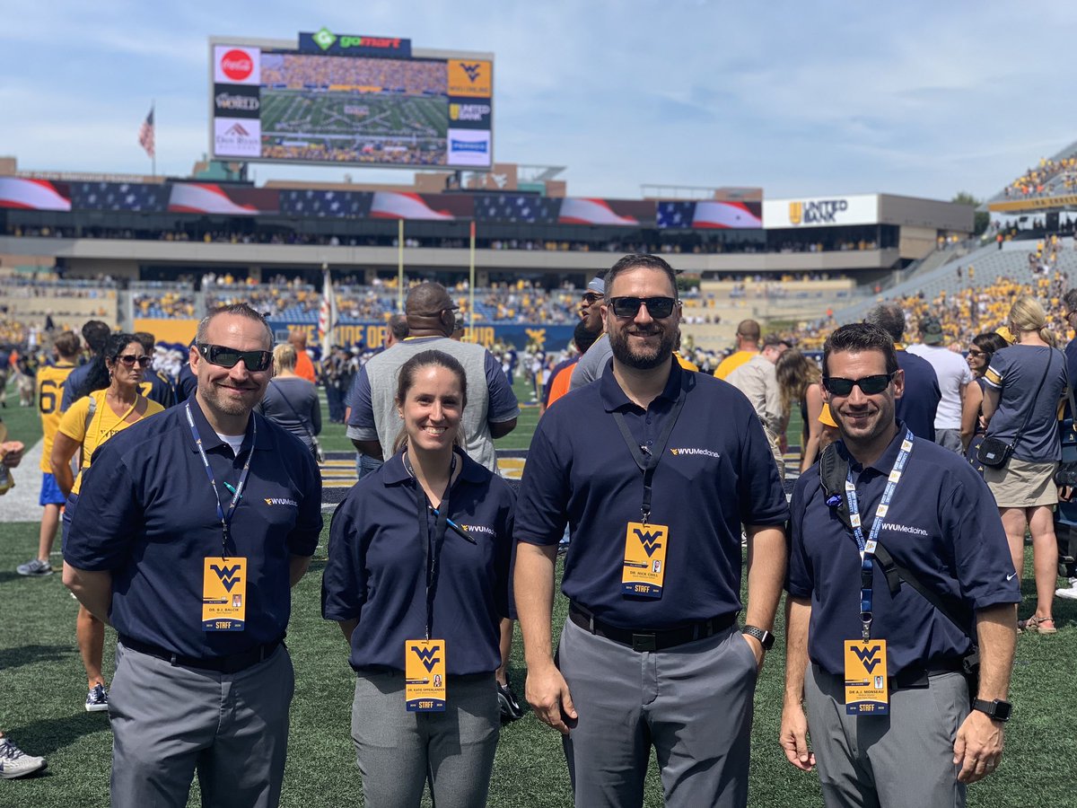 WVU Sports Medicine Fellowship (@wvusmfellowship) on Twitter photo Season opener with our first fellows. <a href="/EMedSportsDoc/">AJ Monseau</a> And a special thanks to our on-field Airway Doc Stu Godwin <a href="/WVUEmergencyMed/">WVU Emergency Medicine</a> @WVUMedicine Season opener with our first fellows. <a href="/EMedSportsDoc/">AJ Monseau</a> And a special thanks to our on-field Airway Doc Stu Godwin <a href="/WVUEmergencyMed/">WVU Emergency Medicine</a> @WVUMedicine