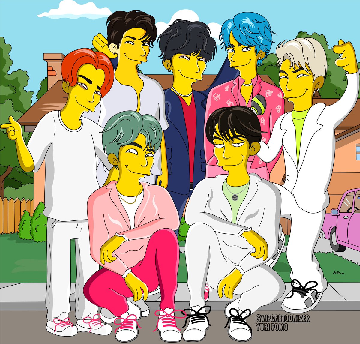 PomoYuri's tweet photo. I’m happy to present you after hours and hours of work the complete @BTS_twt @bts_bighit all together! 
Let’s share as much as possible, let’s get viral! 😂💜
#BTSARMY #BTS #BTSWORLD #bangtanboys #simpsons #simpson #thesimpsons #vipcartoonizer #btsfanart #btsmemes #BTS_twt #FOX https://t.co/bnj96PDXJP