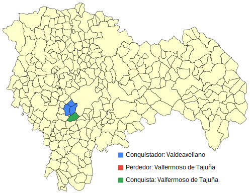 BotGuada's tweet photo. Semana 73: Valdeavellano ha conquistado Valfermoso de Tajuña. Valfermoso de Tajuña ha sido derrotado. Quedan 219 pueblos. https://t.co/FcqYsSxEI4