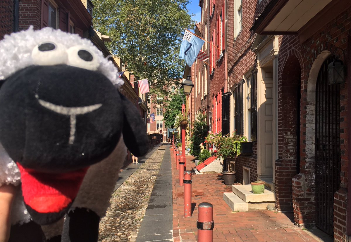 woolly_wilson's tweet photo. Final day in #Philly meant visiting just a few more sites! Checked out @elfrethsalley, the @INDEPENDENCENHP and more. Phew, my little sheepy legs are tired! Now, back to @StauntonCityVA on the @amtrak! #historynerd #sheeponthemove #museummascot #AASLH2019 https://t.co/v4iE1s63SI