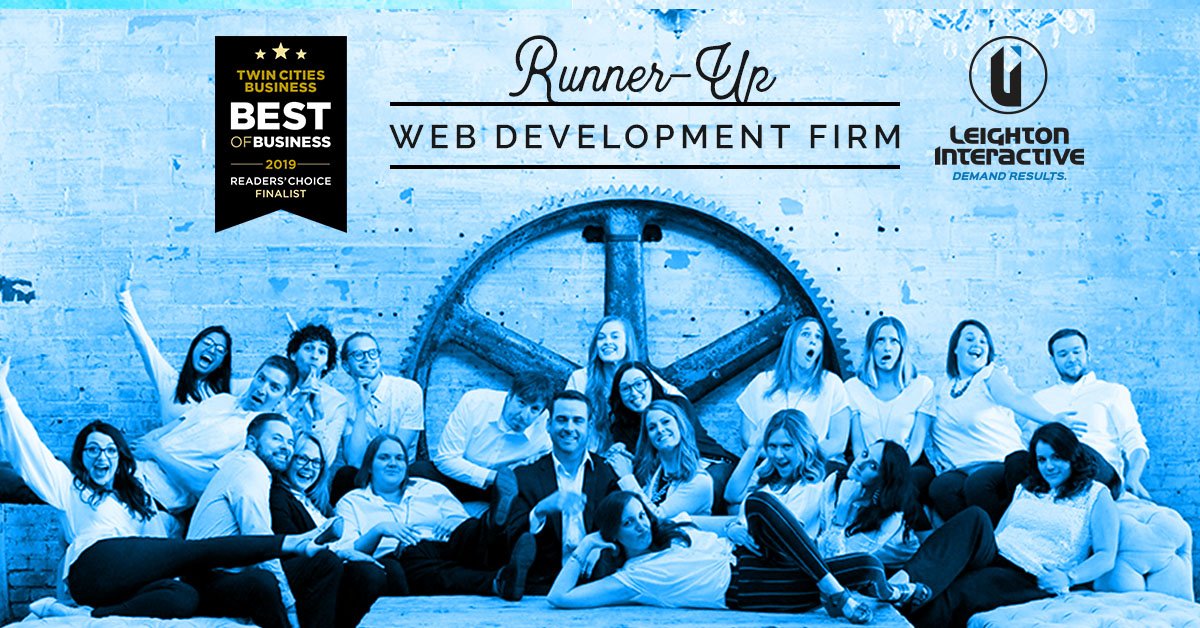 Our web development team was thrilled to be a runner-up for the <a href="/TCBmag/">Twin Cities Business</a>'s Best of Business Reader's Choice award! hubs.ly/H0kwJck0 #WebDesign
