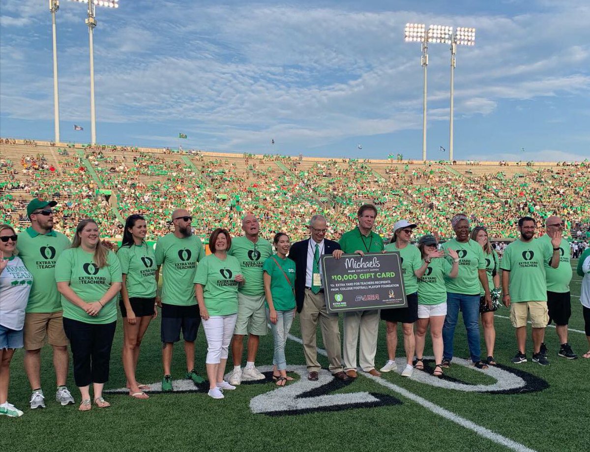 elementary_rock's tweet photo. 2 of our teachers joined @MU_COEPD and Michaelβs for the Extra Yard for Teachers presentation at the MU Home Football game tonight! We are so proud! #WEARE #MARSHALL #mycabellschools #mysaltrock https://t.co/v1gew2ZxJR