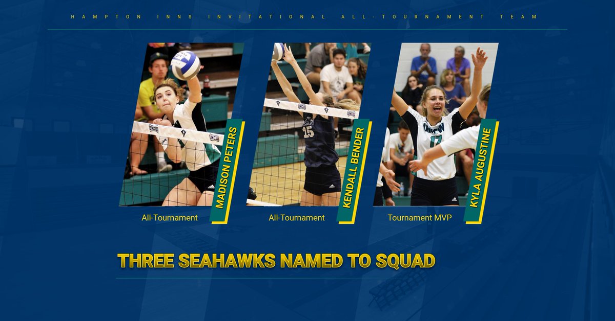 UNCWVolleyball's tweet photo. Three Seahawks earn All-Tournament honors and Kyla Augustine was the MVP #HawkYeah https://t.co/13RfCPpNAW