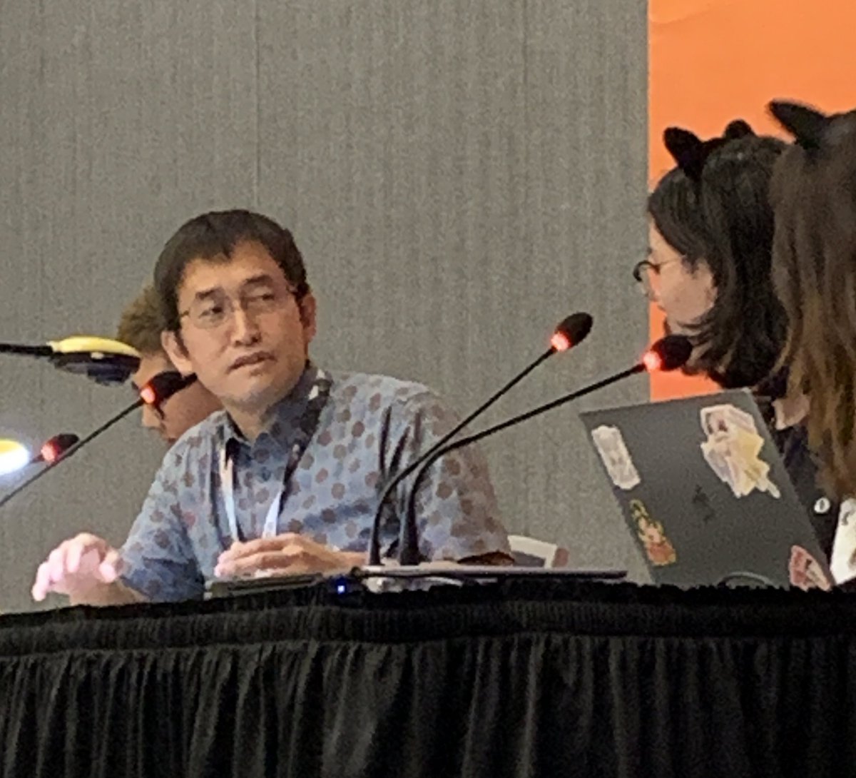 debaoki's tweet photo. The panel asks Junji Ito what he thinks of Animorphs - “when they’re morphing, is there a chance that they get stuck in the in-between state? If yes, then 7 on (1-5) scary scale!” #crx2019 https://t.co/A97iVAiOPt