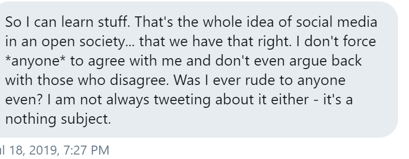 Despite exclusively tweeting about Qatar, Saudi & Iran, & having very strong opinions, he would always say via DMs that he 'didn't know much about that stuff'. When I asked why he was always tweeting about it he claimed it was for learning purposes. He also denied being rude...