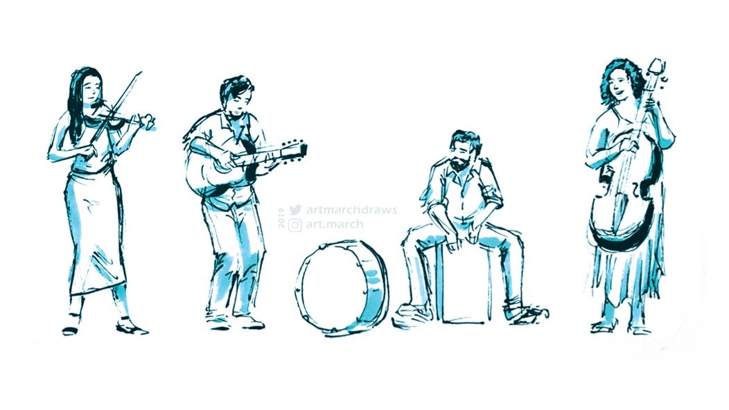 artmarchdraws's tweet photo. My favorite live #cafesketch field sketch from this musical summer in #lagunabeach! Always looking forward to seeing #Quattrosound at the #festivalpageant - #animationartist #copicsketch #inkdrawings https://t.co/0x6sqVGVsX