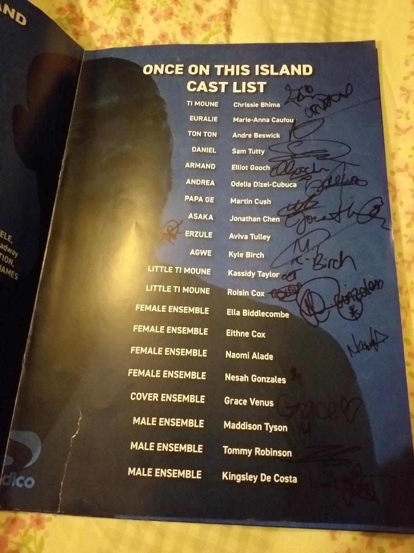 What a final night for <a href="/OnceIslandLDN/">Once On This Island LDN</a> 🥰 standing ovation and tears! congrats on such a fantastic run, and good luck to you all in the future. we are expecting massive things. #onceonthisisland <a href="/swkplay/">Southwark Playhouse</a> #LasttweetIswear ps, thanks for signing my programme, you guys are da best