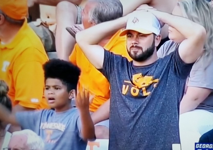 NCAAFNation247's tweet photo. Even this little kid has had enough of Tennessee Football already https://t.co/VF1hM87Ltu