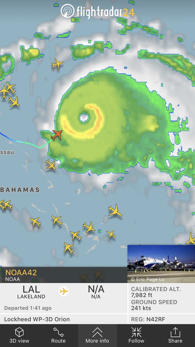 #NOAA42 into Hurricane #Dorian.  fr24.com/NOAA42/21ec47b9