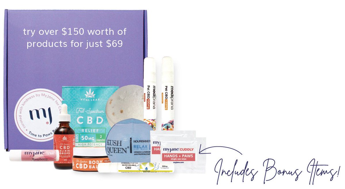 MichellePLive's tweet image. Have you grabbed your #TimetoPaws box yet? @MyJaneInc teamed up with @welovecuddly to curate our favorite #CBD products for your pets &amp;amp; for YOU, too! 🐶💜🐱 It's just $69 &amp;amp; packed full of $150 worth of goodies!

myjanecbd.com/cuddly/

#MyJane #OwnYourWellness