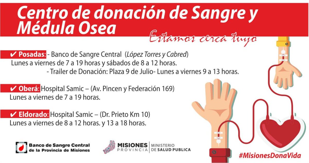 BSCMnes's tweet photo. Estamos cerca tuyo
#BancoDeSangreMisiones https://t.co/STfFZXjE5I