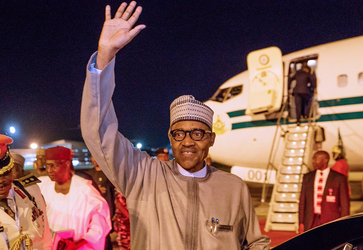 bnmc_taraba's tweet photo. Welcome Back President @MBuhari.
#PMBinJapan 

@BashirAhmaad https://t.co/MRXApZ3YYT
