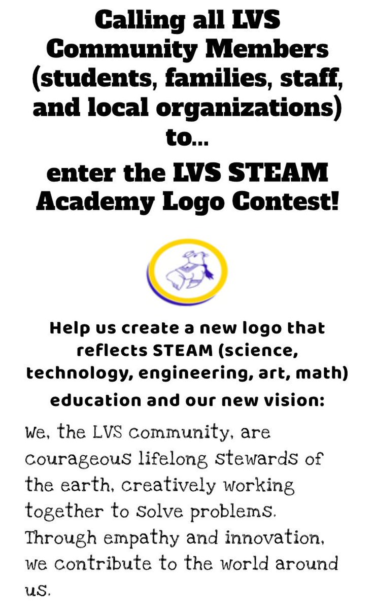 lvssealions's tweet photo. Announcing the LVS STEAM Academy Logo Contest! Open to all LVS community members. Visit our website for more details. https://t.co/FxJuzuSQe4 https://t.co/OdDeazDHlW