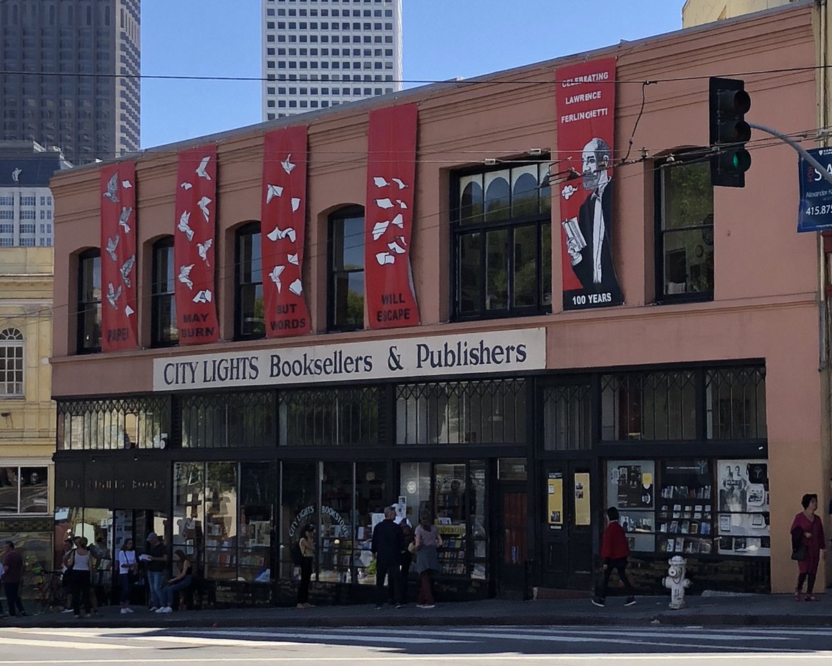 AlexSchweich's tweet photo. “Paper may burn but words will escape”  - Among great minds at City Lights #Citylightsbooksellers #SanFrancisco https://t.co/vf7HD8EB6N