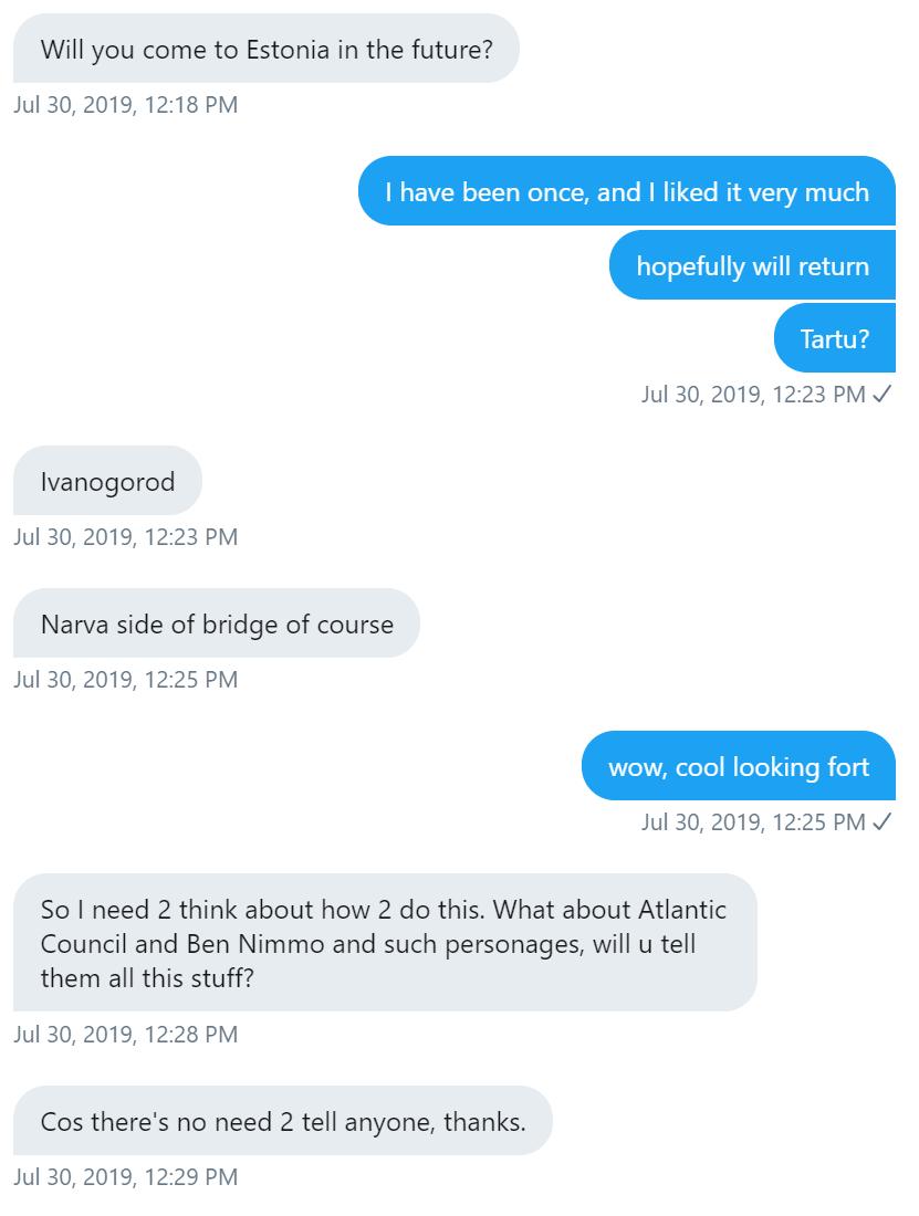 It was difficult to break Angus' hypnotic gaze, but I kept hold of my faculties. He then indicated he was on the Estonian side of the town of Ivanogorod (Ivanogorod is on the border of Russian and Estonia). Whatever you do guys, don't tell  @benimmo any of this....