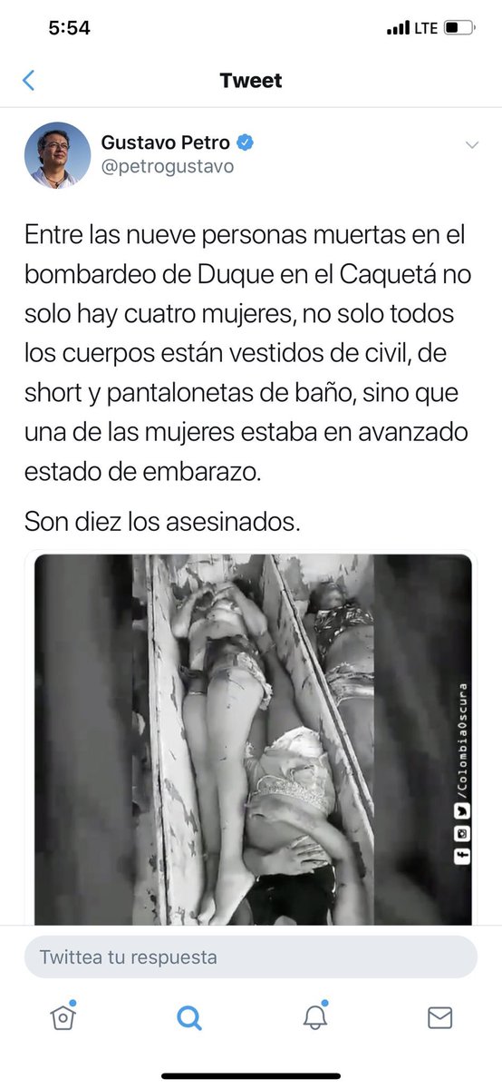 lcvelez's tweet photo. Gustavo Petro @petrogustavo publica imágenes que corresponden a un ataque en Brasil como si fuera uno en Colombia y correspondiera a una orden del gobierno. No es la primera vez. https://t.co/lsPIFe4Zva