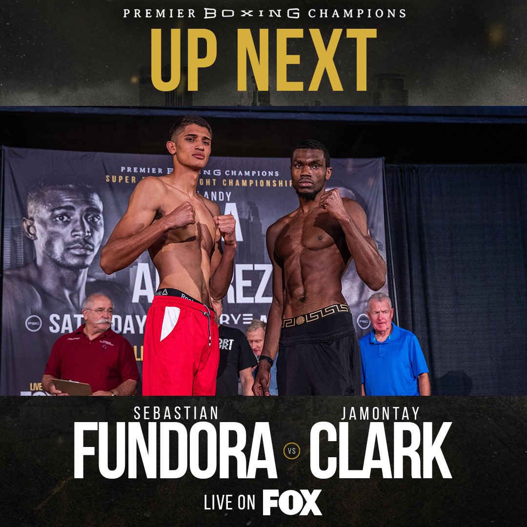 premierboxing's tweet photo. UP NEXT: @SebastianFundo1 takes on Jamontay Clark in a 10RD super welterweight bout! #FundoraClark #PBConFox https://t.co/l10JTjcMPc
