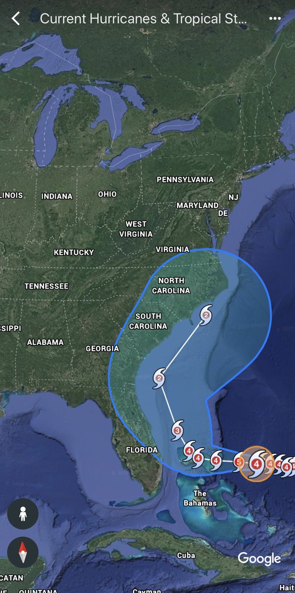 BrickLovesBooks's tweet photo. Using #GoogleEarth to track #HurricaneDorian . Sending happy thoughts to those in it's path! @googleearth #edtech #ncedtech #allthingsgoogle #GoogleEDU #teacherlibrarian #mediaspecialist #AlwaysLearning #stormtracker #weather https://t.co/4S2LCLpTzh