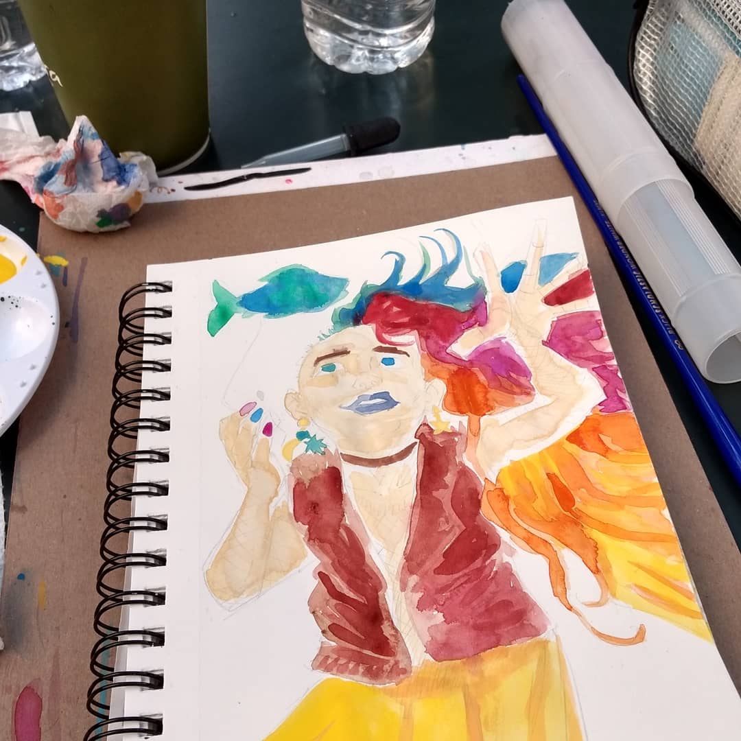 EpicBenjaminJ's tweet photo. #SketchbookSaturday
The youngest sibling of the #Endless from @neilhimself 's classic series #TheSandman, & someone made for #watercolorpainting, the Lady #Delirium.
.
.
#Vertigo #ripvertigo
#dccomics #dream #BriefLives #NeilGaiman #artist #watercolor #paintallday #Artist https://t.co/CYOZRPjHHT