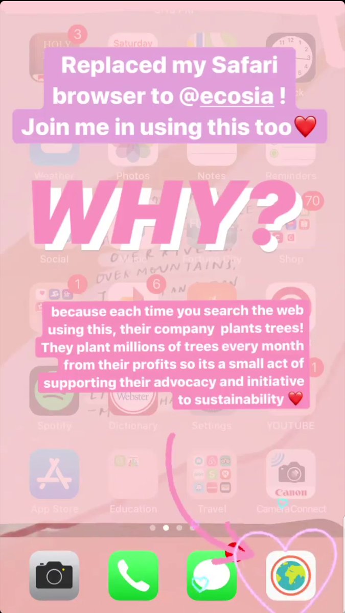 ERRKALIM's tweet photo. GUYS! Change your browser (Safari/Chrome/etc.) into ECOSIA because EACH TIME YOU SEARCH THE WEB, THEIR COMPANY PLANT TREES!! Now is the time to take action to what's happening in our world. PLEASE SPREAD THE WORDS as well ❤❤

Photos grabbed from Mykee Dee's stories☺☺ https://t.co/VBwp4wlyME