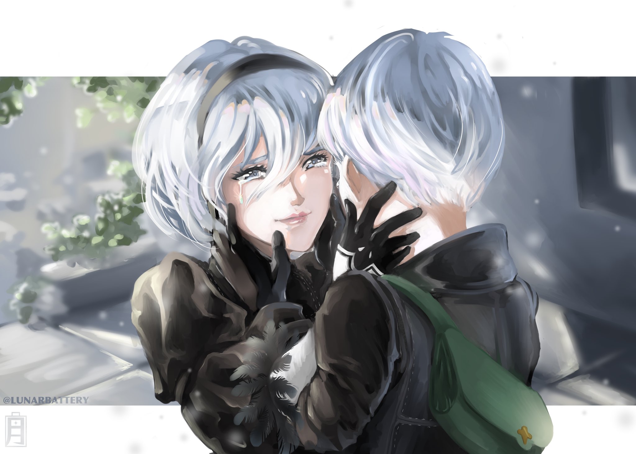 Lunar Battery Painterly 2b And 9s Sometimes Doodling Simply Turns Ito A Picture And It S Magical Wanted To Draw A Smiling 2b And Took Some Inspiration From The Ending E