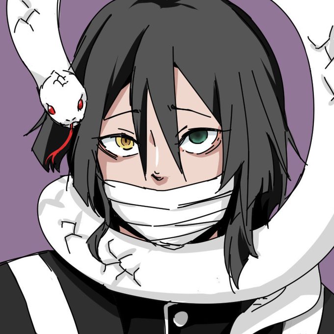 赤月タツコさんがTwitterに投稿した伊黒小芭内(鬼滅の刃)のイラスト。