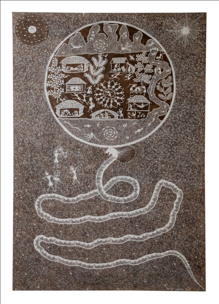 OjasArt's tweet photo. A sneak peek of the works that will be on display at Satrangi 2019, our annual show. Participating artists Amit Dombhare, Kishor Mhase, Sadashiv Mashe, and Shantaram Ghorkhana. September 4 to 25.
#warlis #art #indigenousart #tradirtionaklart #Indian #historical #celebratory https://t.co/IbGMUxjmLf