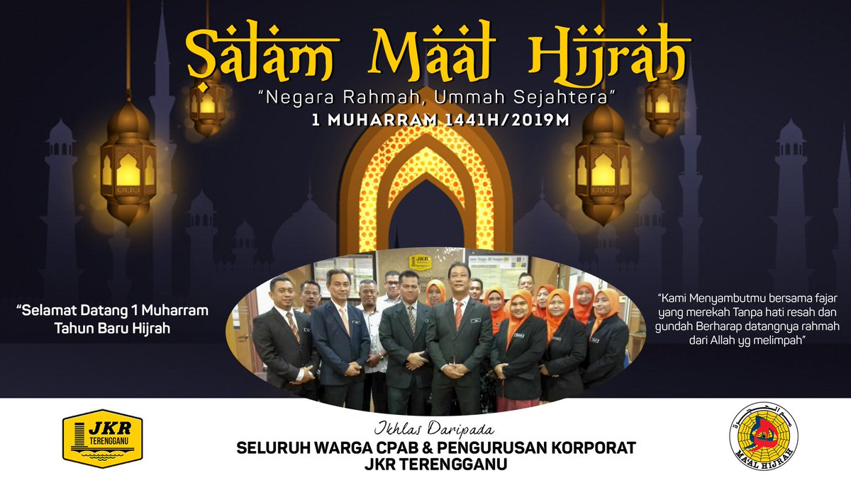 Selamat Dtg 1 Muharram Tahun Baru Hijrah,kami menyambutmu bersama fajar yg merekah tanpa hati resah &amp; gundah berharap datangnya rahmah dari Allah yg melimpah. 
#SalamMaalHijrah1441H
NEGARA RAHMAH, UMMAH SEJAHTERA. Ikhlas dari kami Warga CPABKORPORAT <a href="/JKRTerengganu/">JKR Terengganu</a> 
<a href="/yusufghani200/">تذكرة</a>