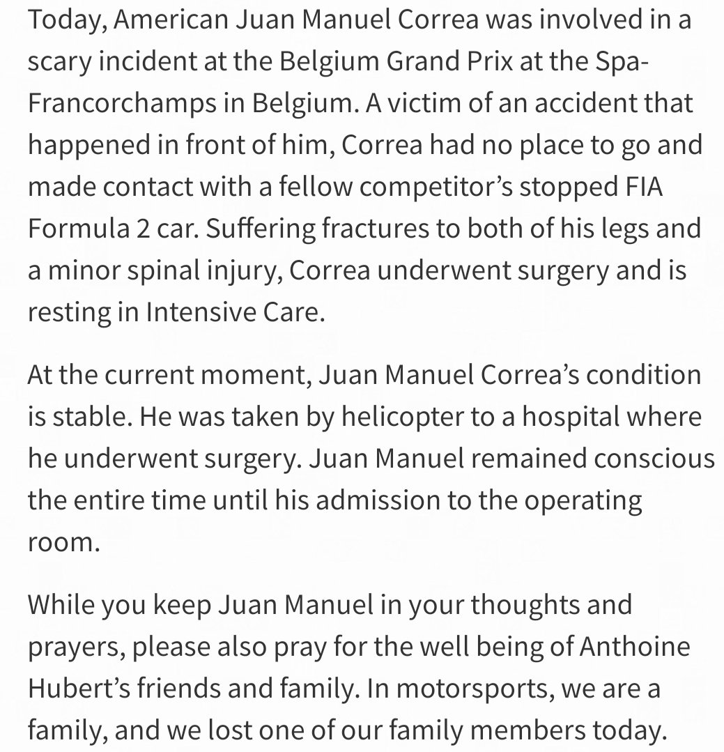 AlbertFabrega's tweet photo. El último parte sobre el estado de Juan Manuel Correa. Ha sido operado de fracturas en ambas piernas y de una pequeña lesion en columna. Está estable y en la unidad de cuidados intensivos. Fuerza Juanma 🙏 https://t.co/3NRXrFKcQv