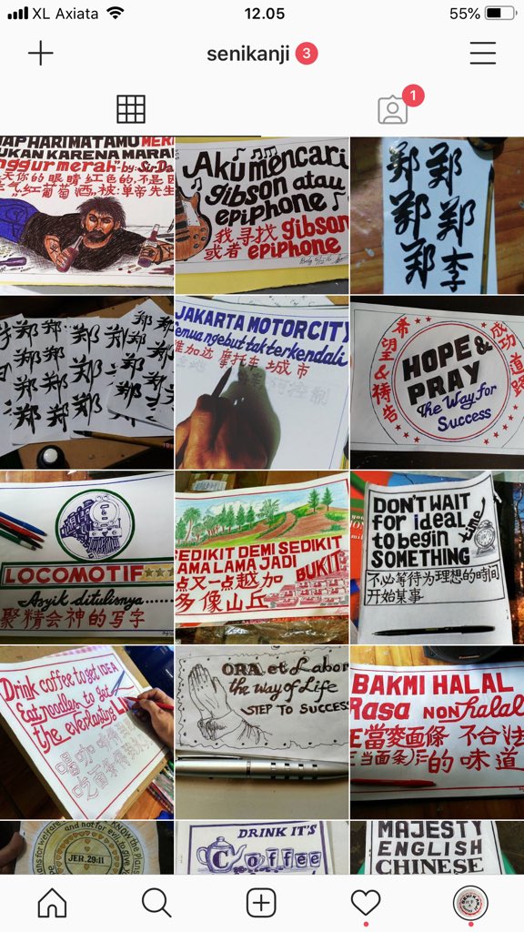 TWITTER PLEASE DO YOUR MAGIC.
Papa saya, usia 64 thn, mau resign kerja dari pabrik krn udah letih. Hobi beliau gambar2 &amp; hand lettering manual pake spidol &amp; pulpen. Siapa tau ada yg minat mau pesen, bayar seikhlasnya aja. Mohon bantu RT ya kawan2ku yg baik. Makasih. GBU 😘🙏