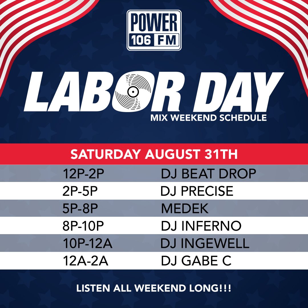 Power106LA's tweet photo. 💥💥Keep that same #LaborDay energy with @DJIngwell setting off the Holiday Weekend Mix LIVE 10p-12a https://t.co/KuIQxvvFxx 💥💥 https://t.co/gRLVbBB1uI