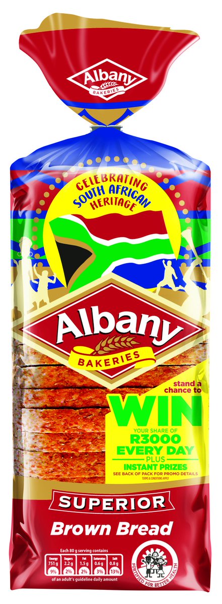 From 9 - 30 Sept @LoveAlbanyBread is giving away a share of R50 000 in airtime vouchers & 3x R1000 in cash daily. Purchase any Superior white or brown loaf, send the unique code to the USSD number provided on pack & stand a chance to win.

#CelebrateHeritage #LoveYourHeritage