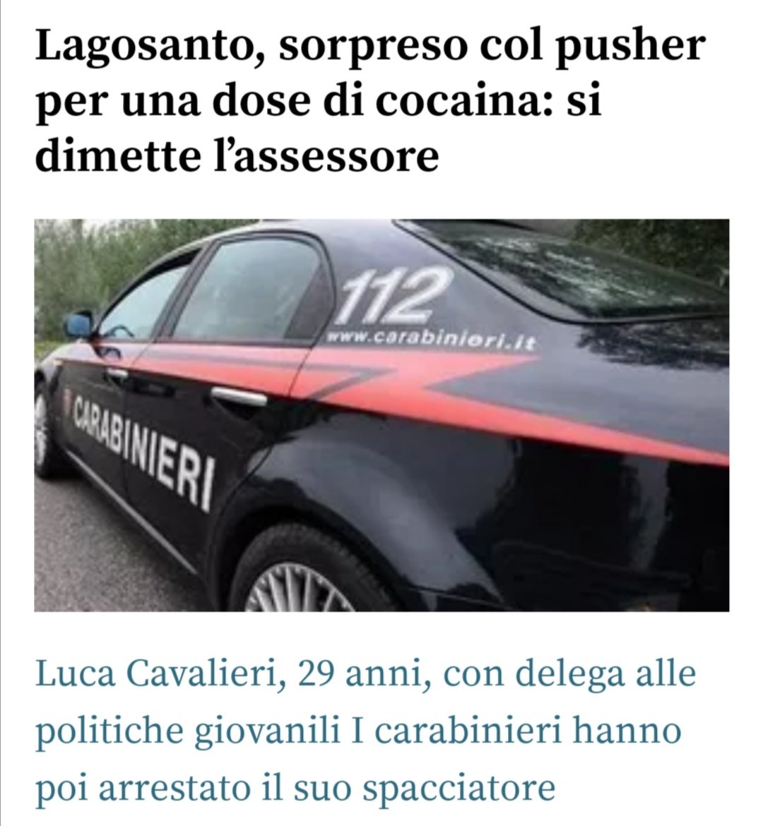 Frances51070652's tweet photo. #Lagosanto: Assessore alle politiche giovanili #LucaCavalieri (#FDI) è stato pizzicato mentre acquistava cocaina.
Della serie "predicare bene e razzolare male" https://t.co/bzvoPZmgVm