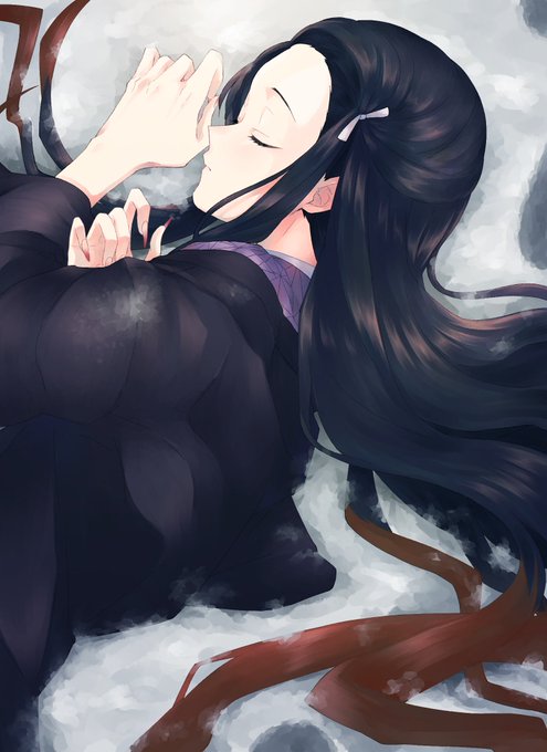 紫之さんがTwitterに投稿した竈門禰豆子(鬼滅の刃)のイラスト。