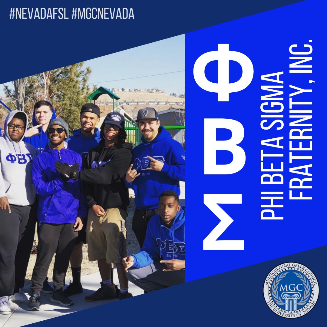 NevadaFSL's tweet photo. Phi Beta Sigma is a historically-African American fraternity founded at #UNevadaReno in 2010. Our @renosigmas seek to demonstrate excellence in academics, brotherhood, and service. Check out their #SigmaWeek events! #NevadaFSL #UNR #RenoSigmas #PhiBetaSigma #MGCNevada #GoGreek https://t.co/FSHxb9k9gU