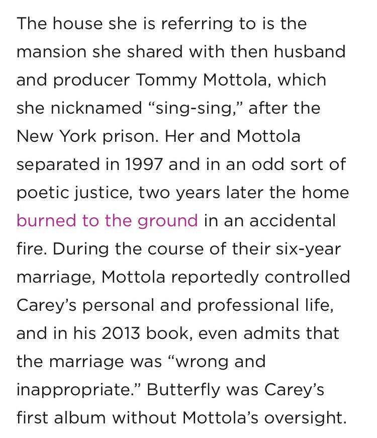 If you don’t already know, Mariah referred to the Mansion as “Sing-Sing,” not only after the NY prison, but also in reference to the music-making machine that she had been forced into being. It was thought of as a prison to her, where she suffered years of emotional abuse.