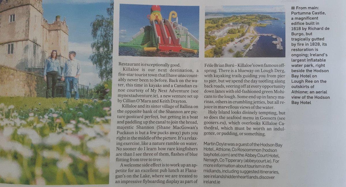 Super coverage of all the fabulous things to do in and around <a href="/discoverlderg/">Discover Lough Derg</a> in this weekend's <a href="/IrishTimes/">The Irish Times</a> <a href="/IrishTimesMag/">Irish Times Magazine</a> thanks to <a href="/MartinDoyleIT/">Martin Doyle</a> who wrote about @GNAbbey_Court <a href="/MyNxtAdventure/">My Next Adventure</a> <a href="/PeppermillNenag/">The Peppermill</a> and Goosers in Ballina as well as highlighting Dromineer Lit Fest