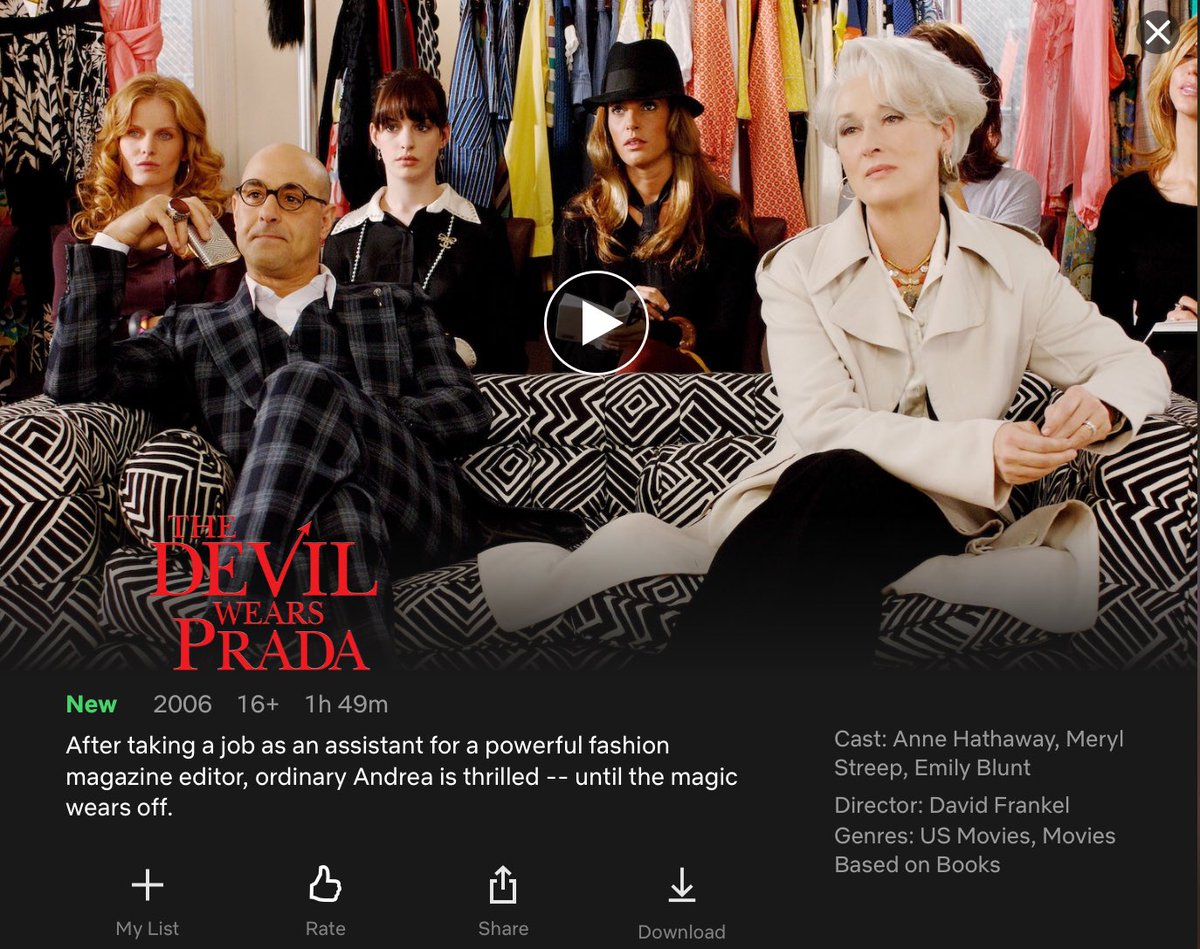 bewtyjunkie's tweet photo. 𝐓𝐡𝐞 𝐃𝐞𝐯𝐢𝐥 𝐖𝐞𝐚𝐫𝐬 𝐏𝐫𝐚𝐝𝐚 👠
ในที่สุดก็เข้า netflix แล้ววว นี่ชอบมากกกดูไป3-4รอบละ เป็นเรื่องของผู้หญิงที่มี dream job คือการเข้ามาทำงานในวงการแฟชั่น🧥👢 แต่ไม่รู้เลยว่าต้องเจอกับอะไรบ้าง สนุกมากๆ ชอบดูหนังแฟชั่นเรื่องนี้ต้องดู #NetflixTH #WhatPhingWatched https://t.co/hlCO092veW