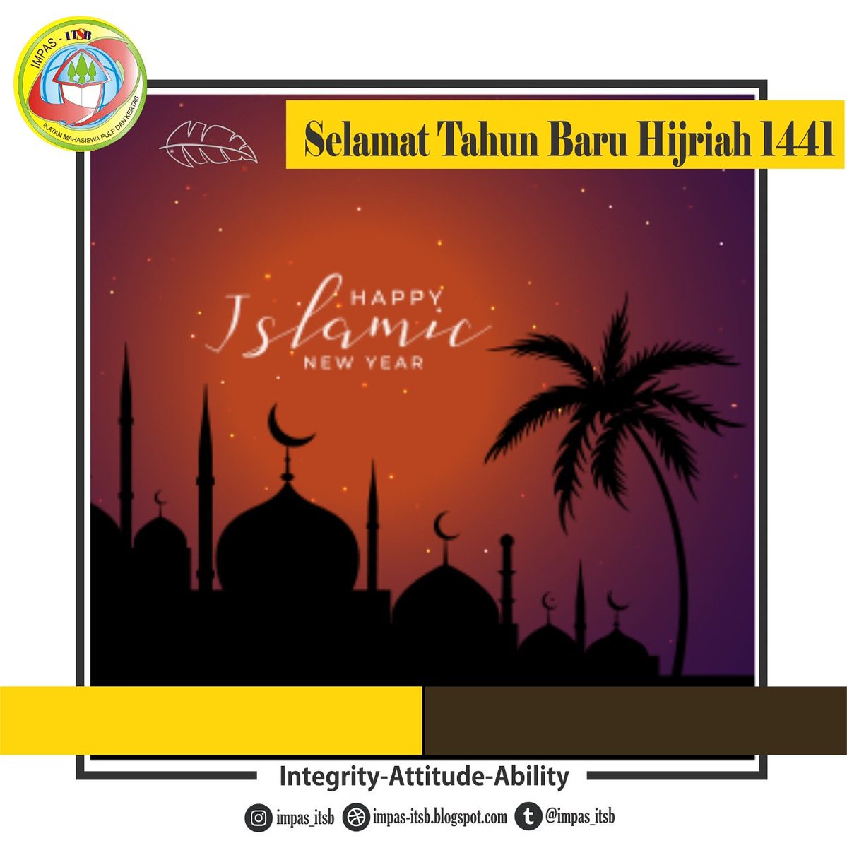 Selamat Tahun Baru Islam 1 Muharram 1441 H.

Semoga Allah SWT menerima amal ibadah kita satu tahun lalu dan menjadikan tahun ini tahun yang penuh keberkahan bagi kita semua.

#tahunbaruislam #tahunbaruislam1441h #impasitsb