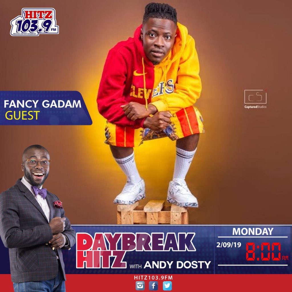 FancyGadam's tweet photo. We are about to turn this shhhhh up ! Catch me live exactly 8am on Monday , @hitz1039fm with @andydostygh 
#Ebeye Yie
#Dream https://t.co/1ZqcTUdMc4