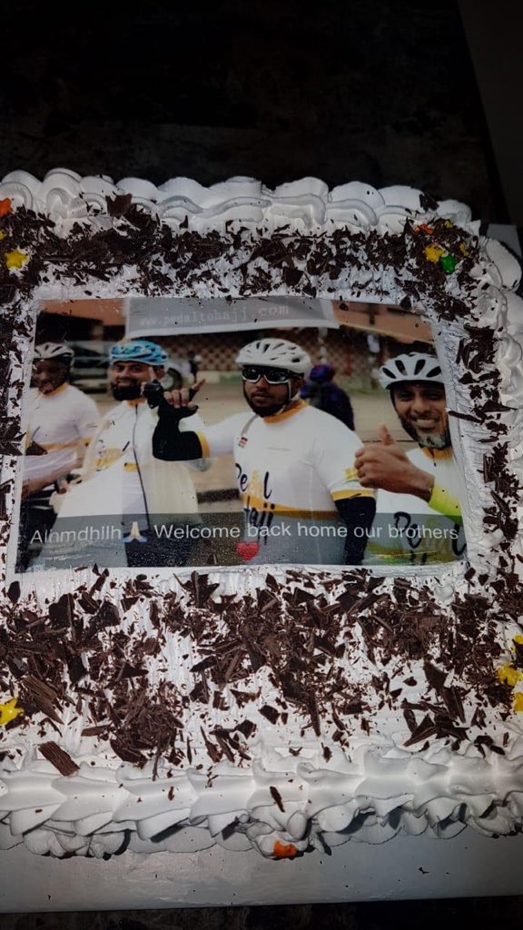 pedaltohajj's tweet photo. Our family welcomed us with cake. What will you welcome us with inshallah. We hope it’s by donating to our cause https://t.co/ghNTZ0rlWN #PedaltoHajj @pedaltohajj https://t.co/7fJEilc0xM
