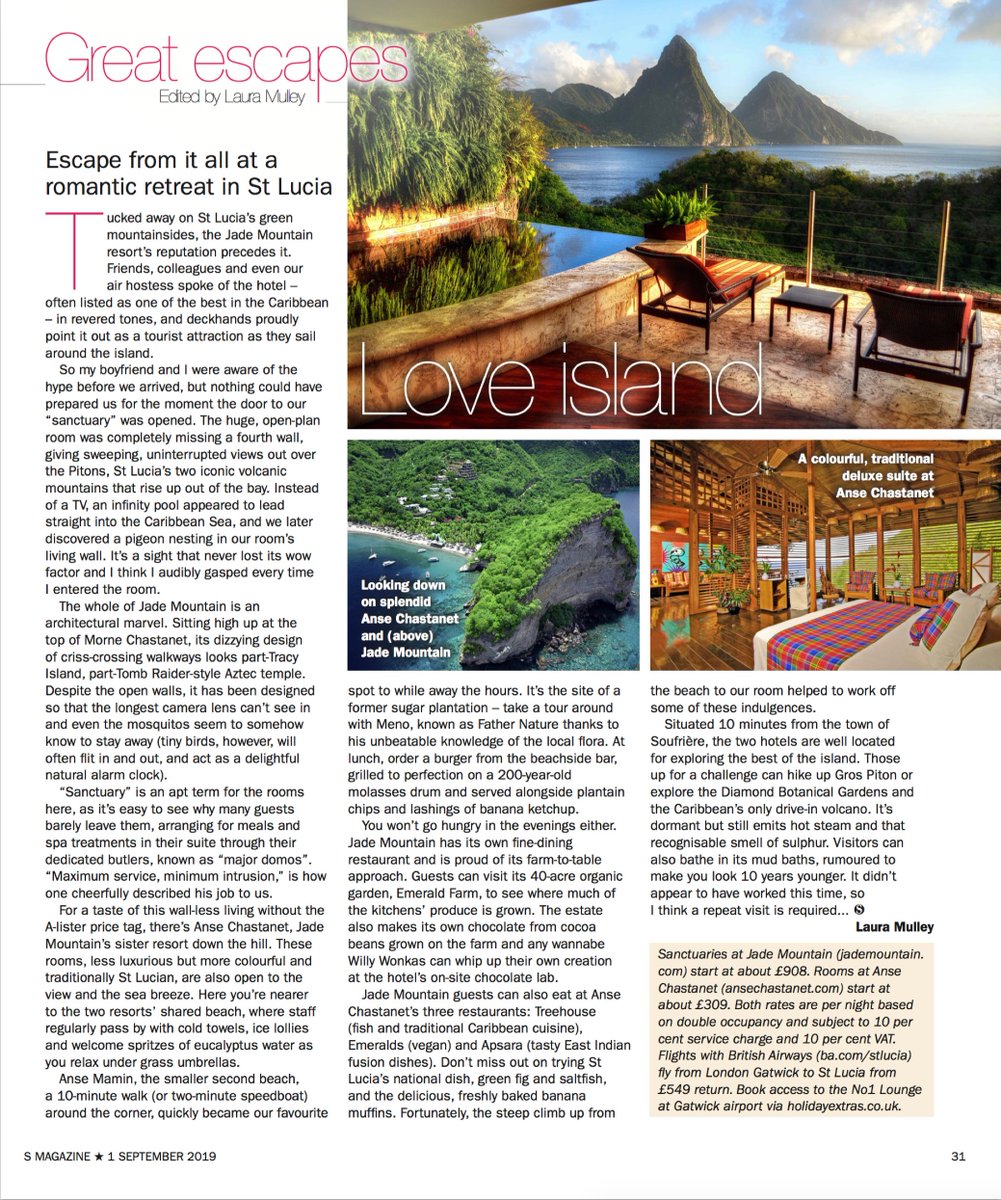 Love island: Escape from it all at a romantic retreat in St Lucia <a href="/JADEMOUNTAIN/">JADE MOUNTAIN</a> <a href="/ANSECHASTANET/">ANSE CHASTANET</a> jademountain.com ansechastanet.com