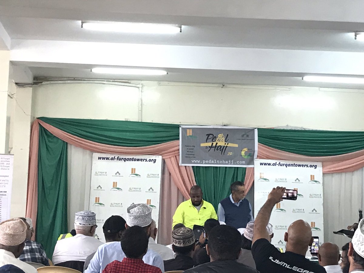 pedaltohajj's tweet photo. Awards being presented to the team of cyclists by Hon. Billow Kerrow and the donor Hassan who auctioned to buy a cake for the brothers at 100,000ksh to go to the charity #PedaltoHajj https://t.co/TjZC22syiM