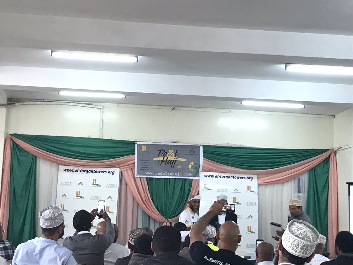 pedaltohajj's tweet photo. Awards being presented to the team of cyclists by Hon. Billow Kerrow and the donor Hassan who auctioned to buy a cake for the brothers at 100,000ksh to go to the charity #PedaltoHajj https://t.co/TjZC22syiM