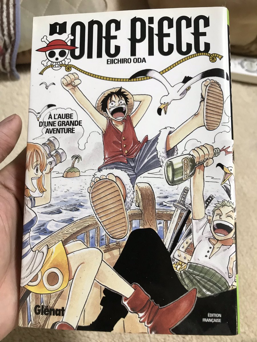 サイガ 下手の猫好き フランス版のone Piece 効果音や書き文字は消せないので 出来る限り雰囲気を近付けて似たニュアンスの言葉を加えてある 日本語の どん は向こうだと Wam らしい 吹き出しってだいたい日本語の縦表記に合わせてあるから